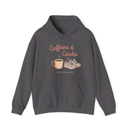 Caffeine & Cardio Hoodie | Coffee Fitness Lover, Workout Sweatshirt, Running Graphic, Gym Fitness Pullover, Coffee Before Cardio, Cute Gift