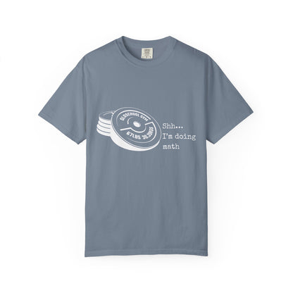 Shh I’m Doing Math Gym Shirt, 6-7 Meme Weightlifting Tee, Oldschool Gym Plate Design, Funny Fitness Workout T-Shirt, Gift